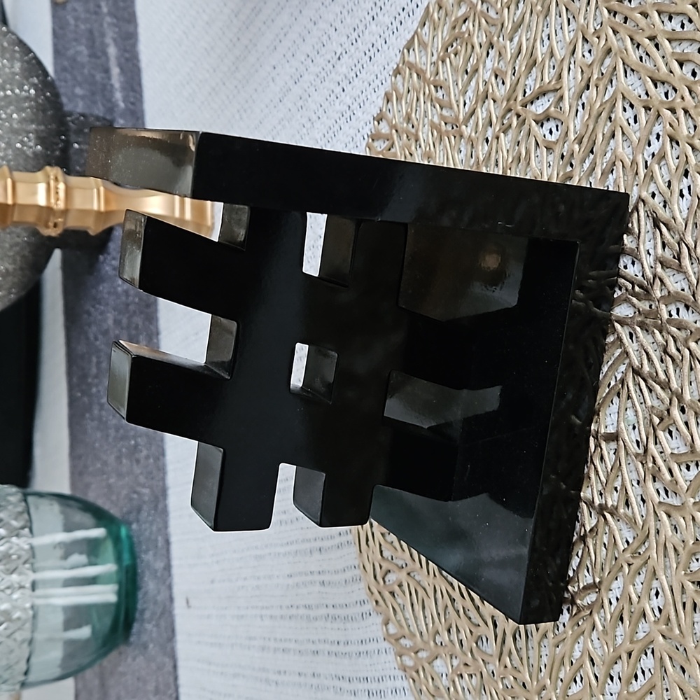 SICURA ITALIAN POUND SIGN BOOK END BLACK LAQUER